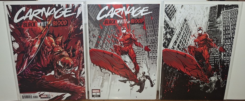 Carnage Black White & Blood #1 Kael Ngu Virgin & Trade Set + 1:50 Variant Marvel