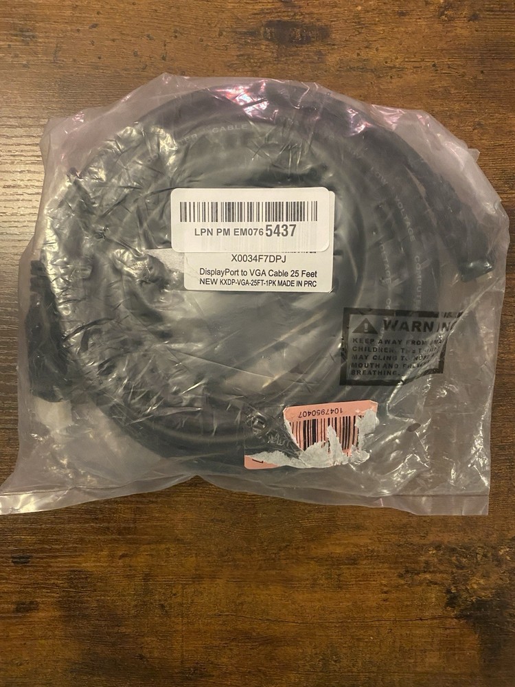 25ft DisplayPort to VGA Cable - KXDP-VGA-25FT-1PK - Made in PRC