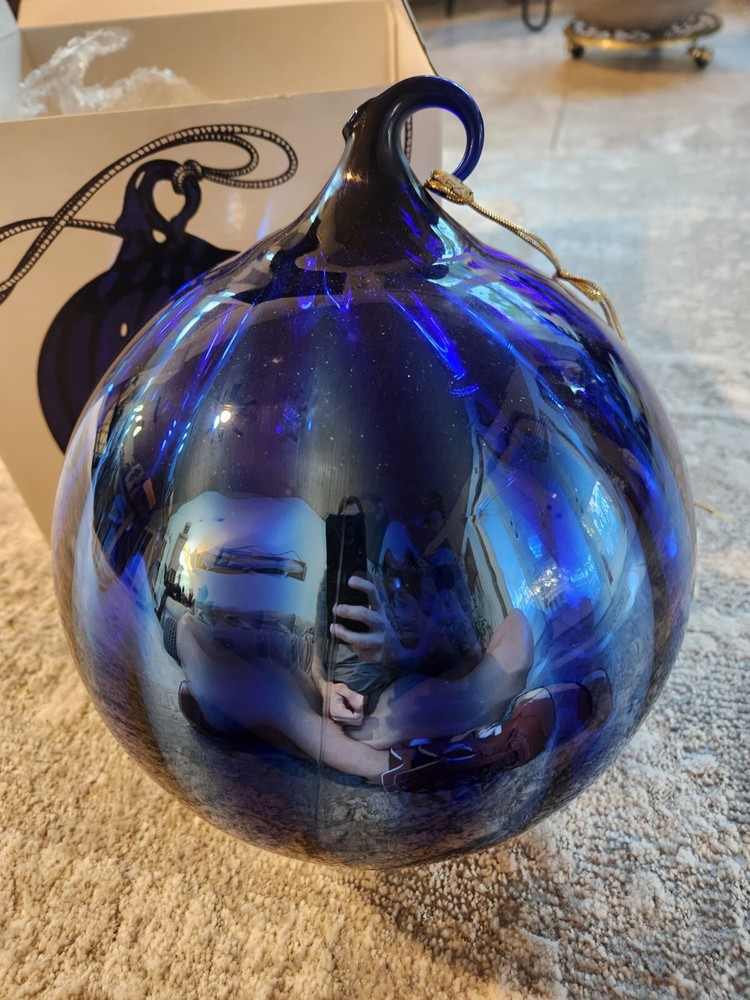 Dept 56 Optic Jumbo Cobalt Blue Mercury Glass Christmas  220mm Ball Ornament