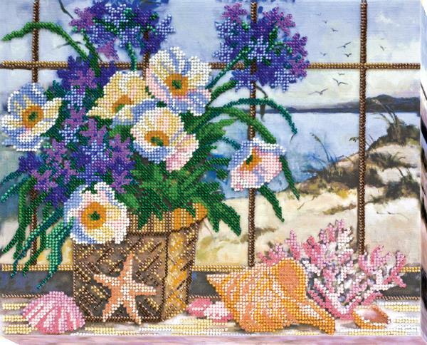 Bead embroidery kit On the Coast needlework kit Art canvas beadwork pattern