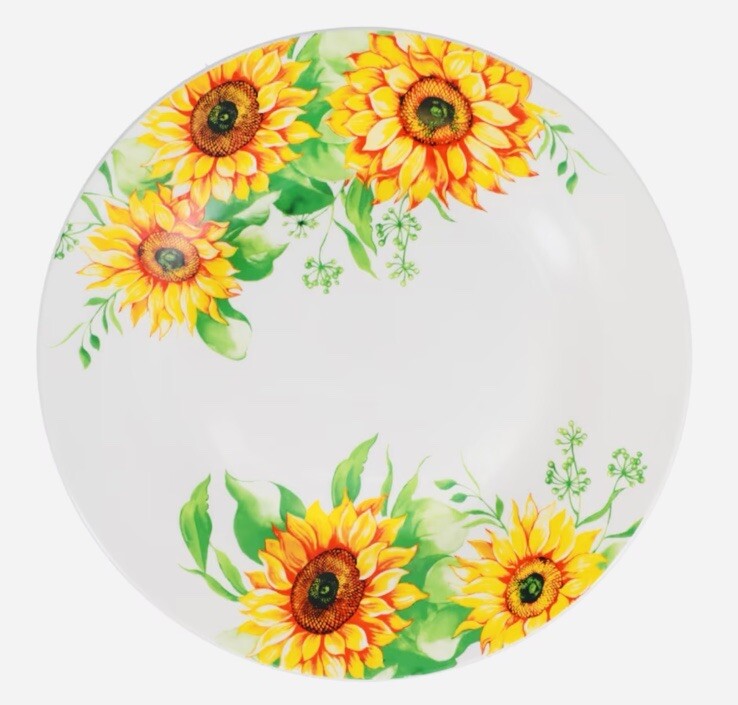Set Of 4 Royal Norfolk Sunflower Dinner Plates Yellow & White 10.5” Ceramic