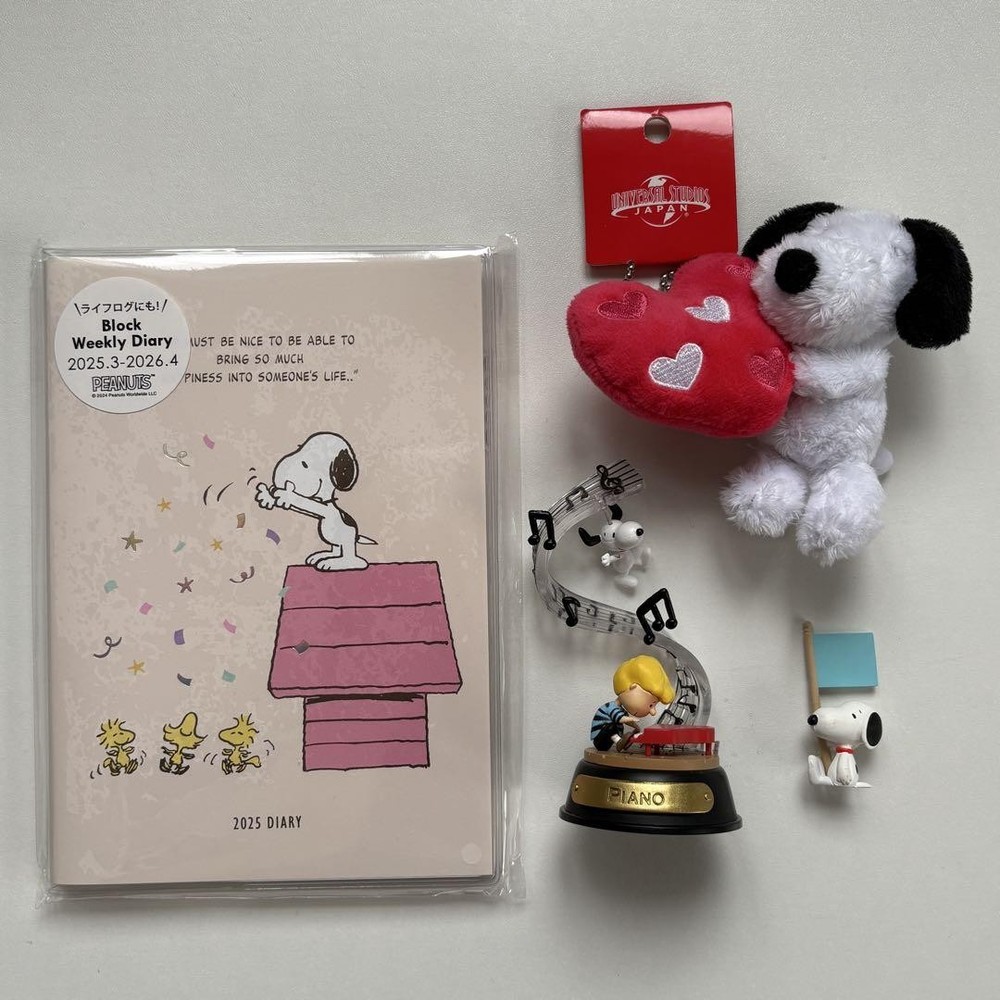 PEANUTS Snoopy Bundle with Figures Keychain Diary Heart Mascot Re-Ment USJ