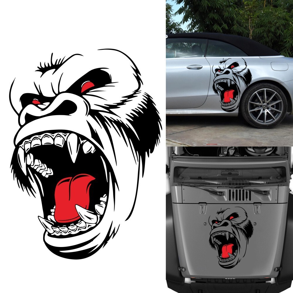 Car Side Door Sticke Decals Animal Horror Ape Totem Graphics Trim Decor Vinyl