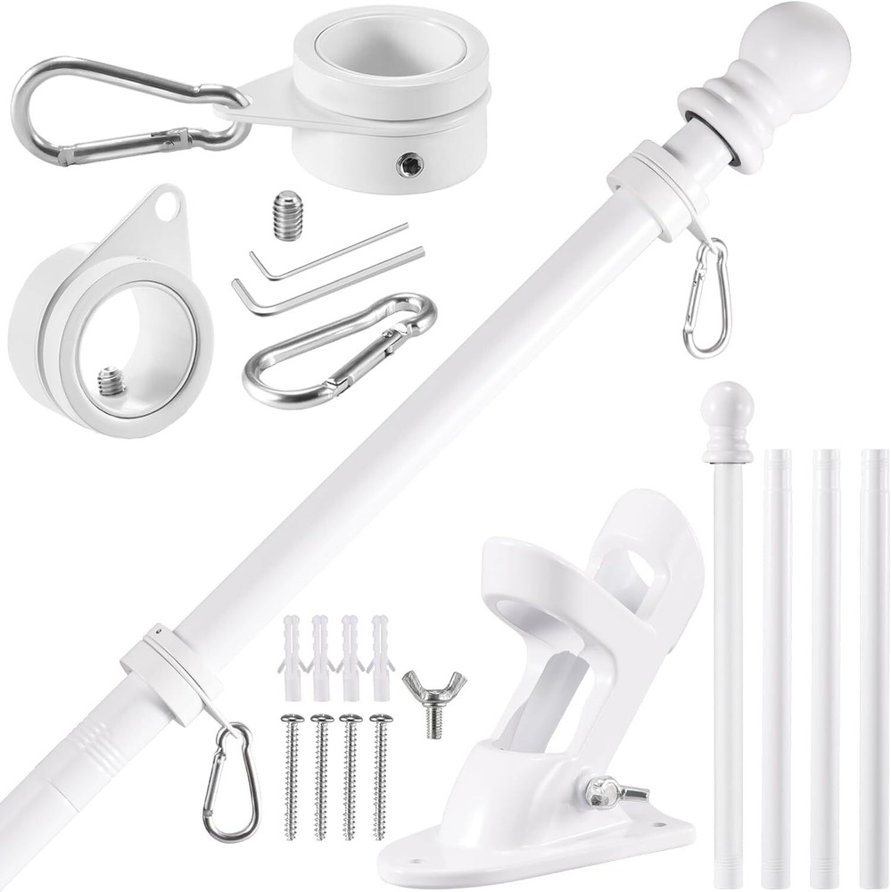 Stainless Steel Outdoor Flagpole Kit for Outside House, 6FT Wall Mount, Tangl...