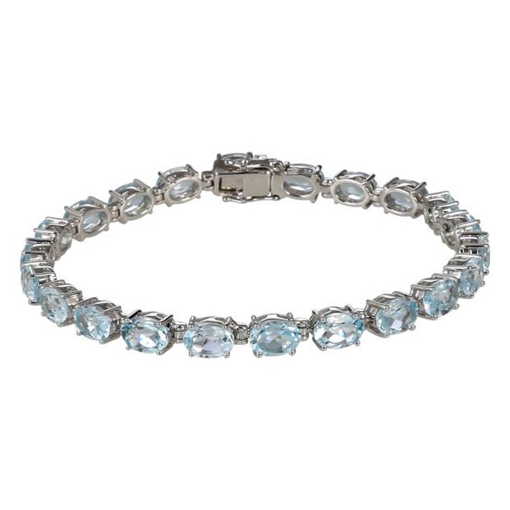 925 Sterling Silver Sky Blue Topaz Oval Tennis Bracelet for Women