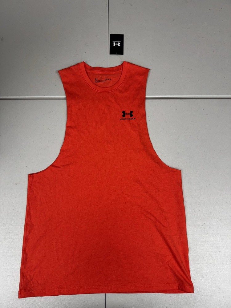 Under Armour Sportstyle Left Chest Cut-Off Tank Top Orange 1329286 Pick Size NWT