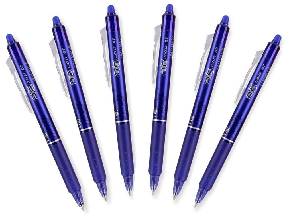 Pilot FriXion Ball 0.7mm Erasable Gel Pens, Fine Point, Blue Ink, Pack Of 6