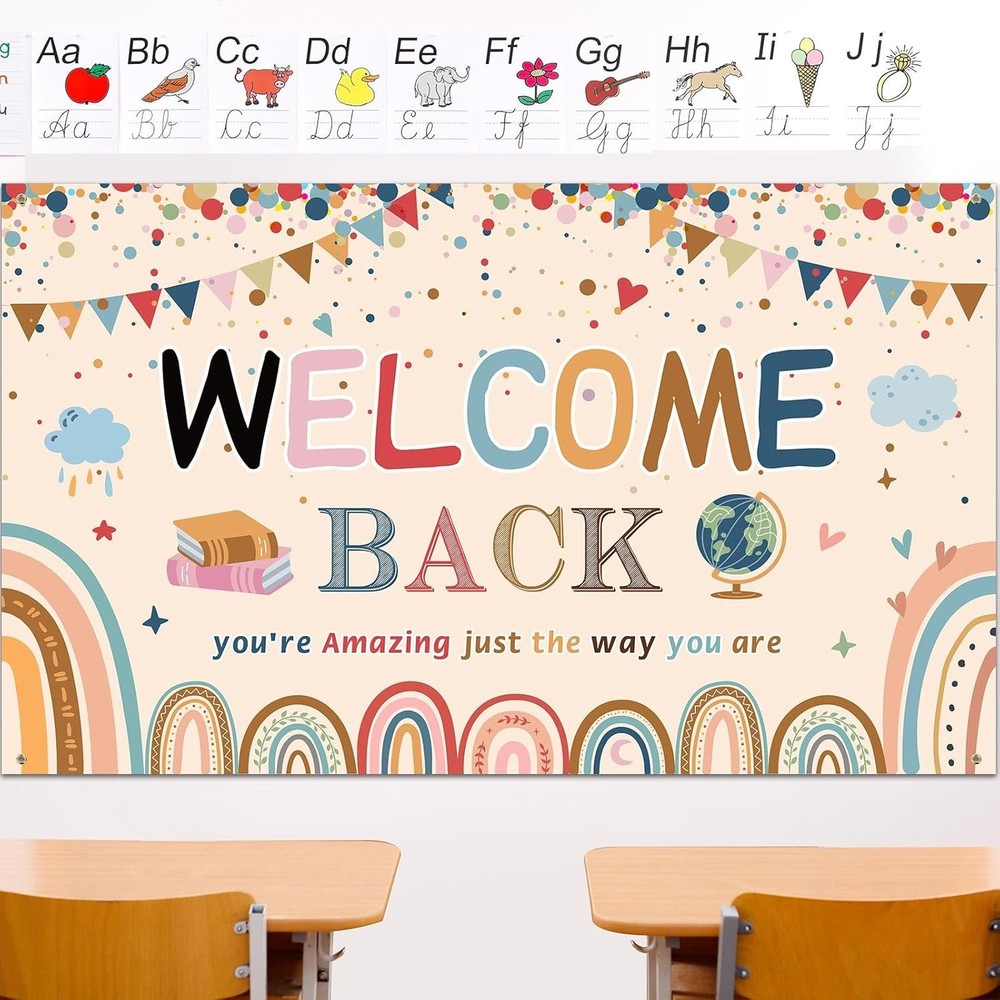 Tatuo Welcome Back to School Banner First Day of School Backdrop Banner Large Fa