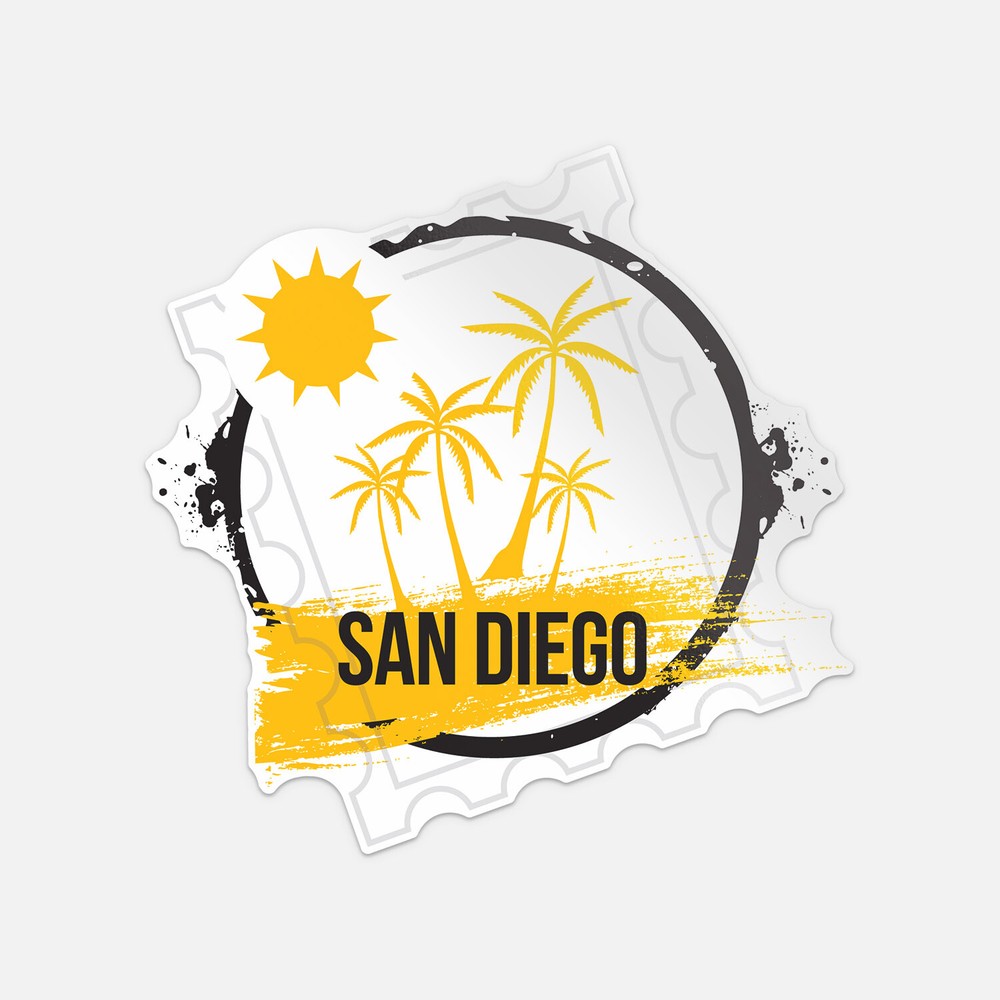 Grunge Rubber Travel Stamp San Diego Vinyl Sticker Decal
