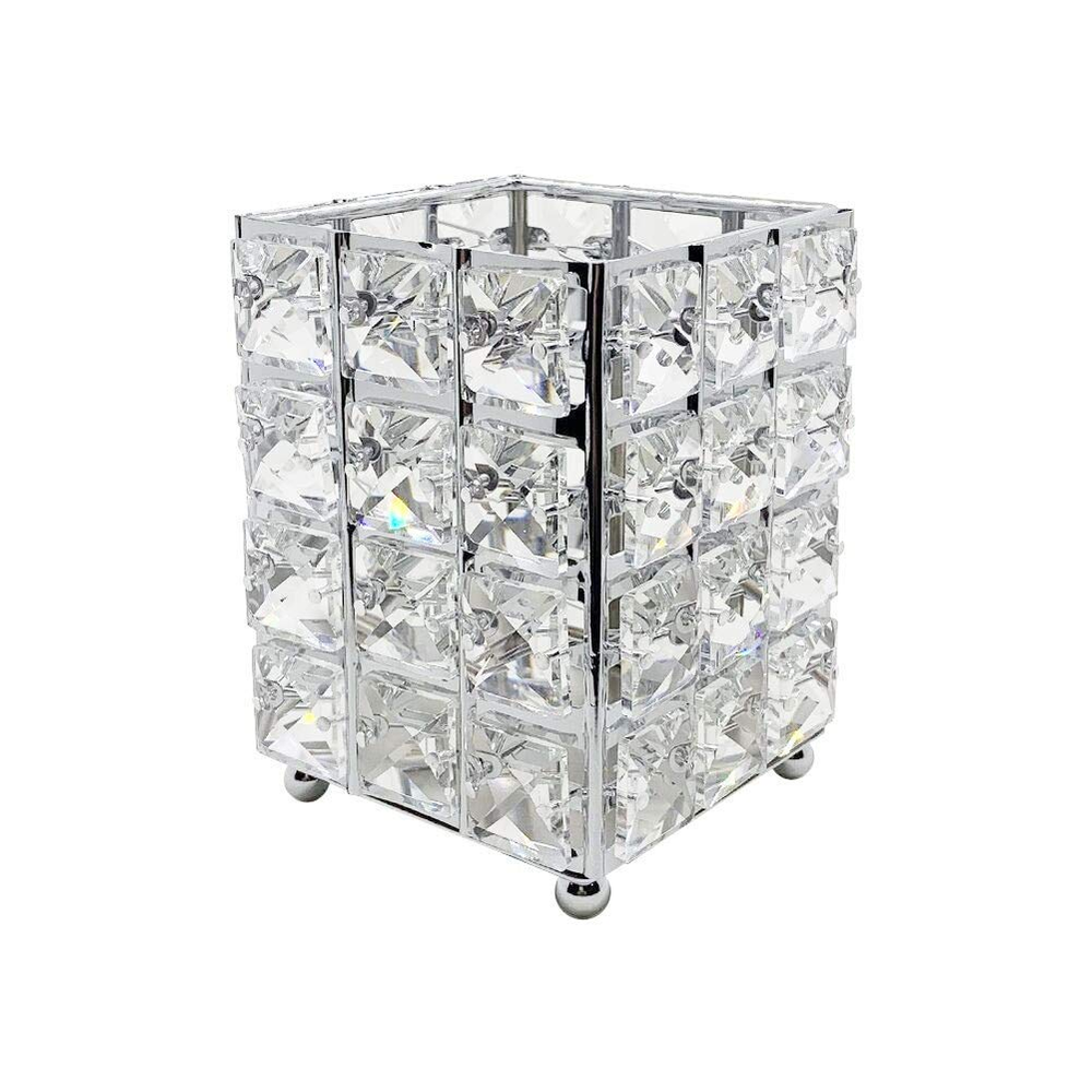 Silver Square Makeup Brush Holder Organizer – Cosmetic Brush & Pencil Storage