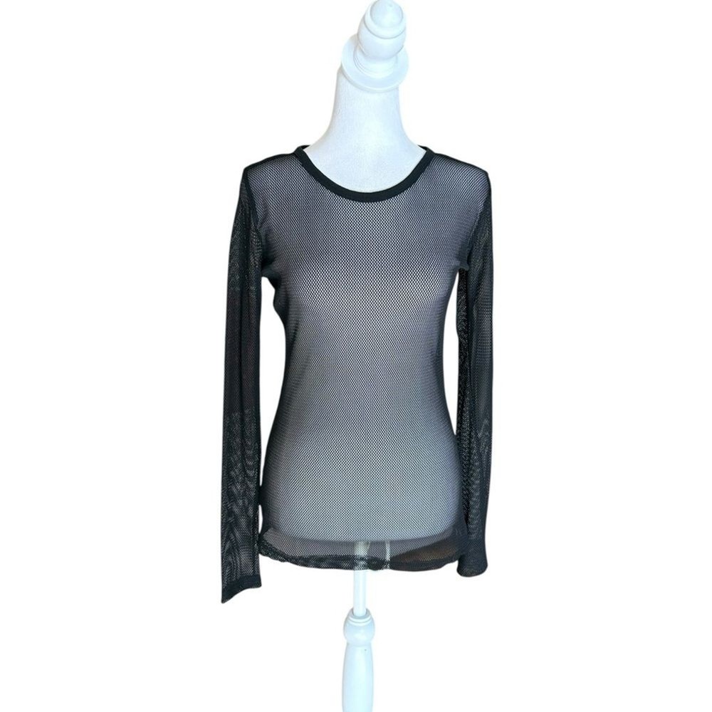 Mesh Long Sleeve Black Top Goth Womens Size XS Small