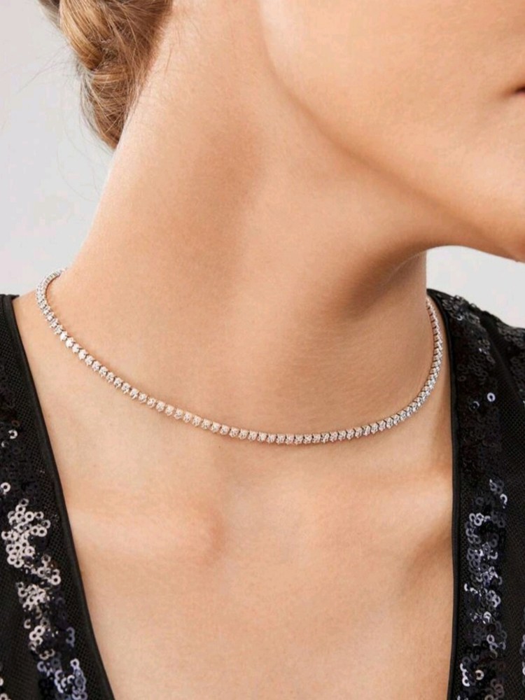Silver Tennis Choker Necklace 925