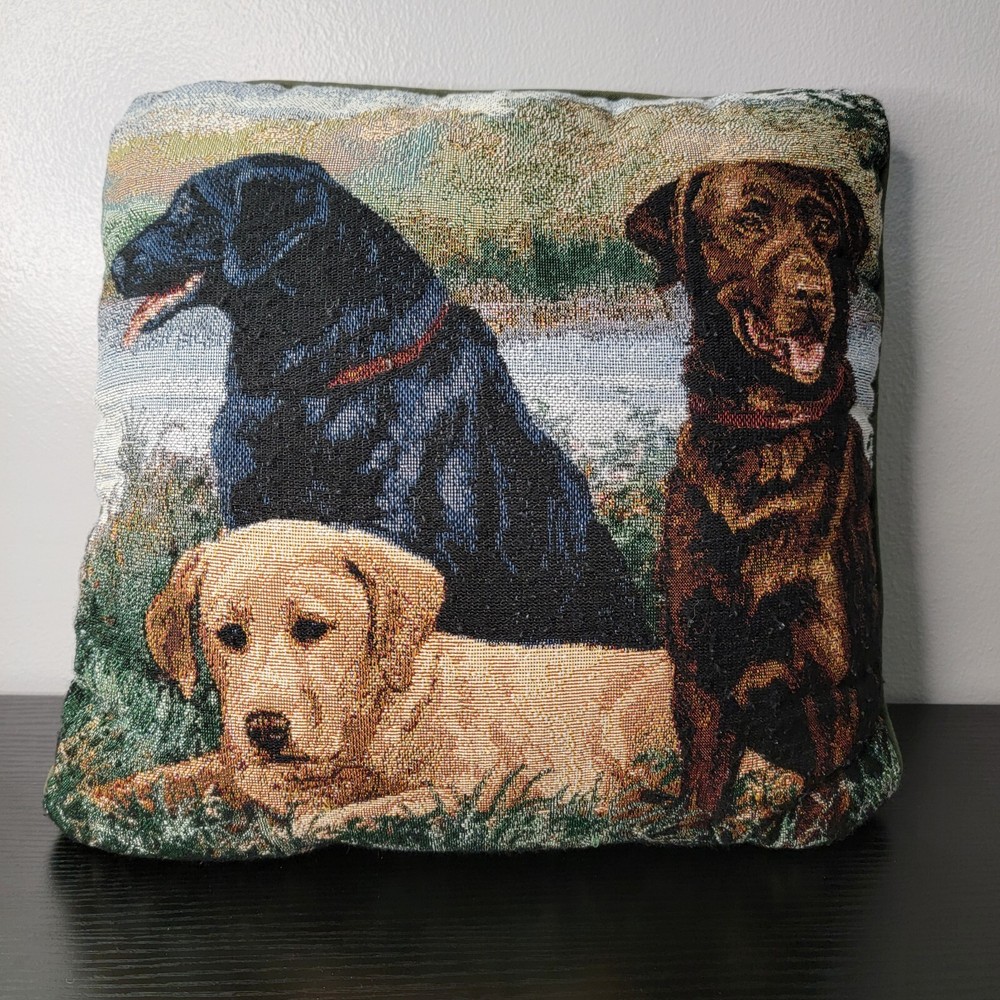 Labrador Dog Throw Pillow - Black Golden Brown Pet Accent Cushion
