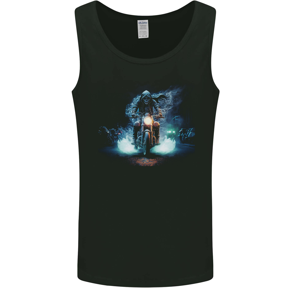 Skull Biker Motorcycle Motorbike Grim Reaper 29 Mens Vest Tank Top