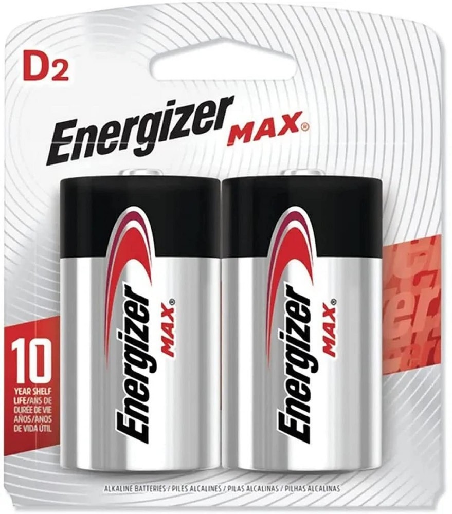 Energizer MAX D Batteries D Cell Alkaline Lithium Batteries 2ct (2 Pack)