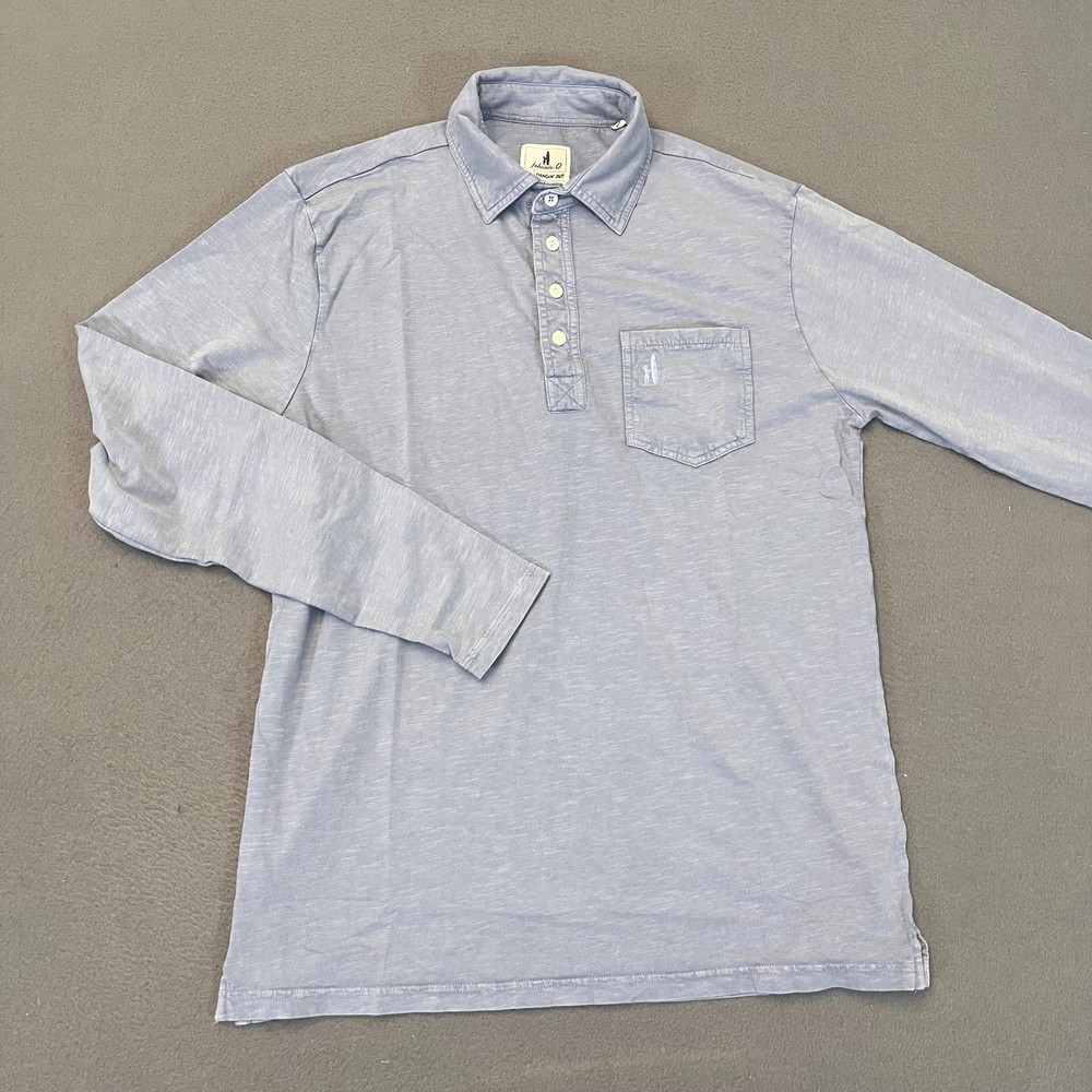 Johnnie-O Hanging Out Polo Shirt Long Sleeve Blue Coastal Men’s large NWOT |