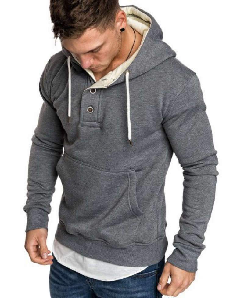 Men’s Soft Fleece Guard Coat Hooded Button-Up Casual Sports Hoodie