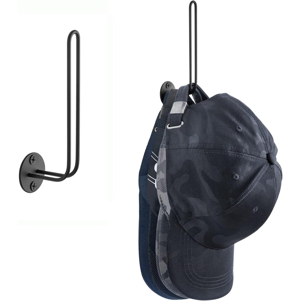 Wall-mounted baseball cap organizer set of 2, space-saving hat rack holds multiple caps