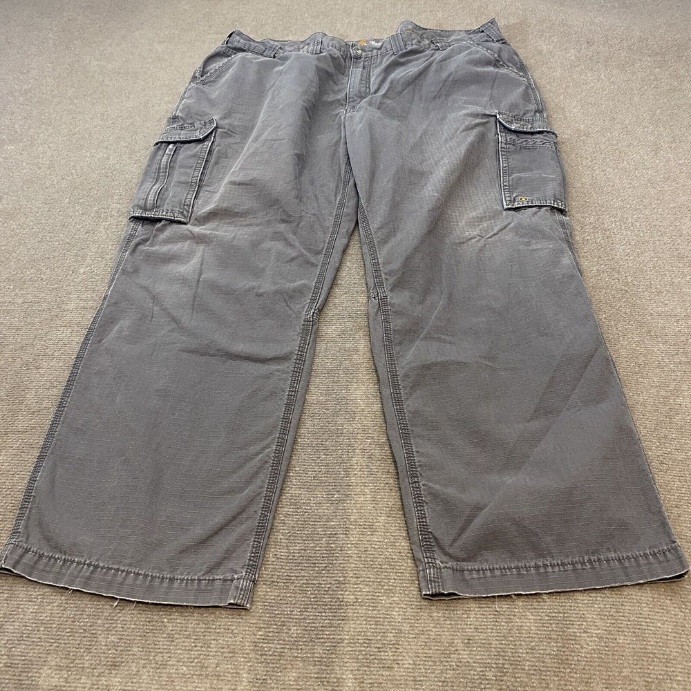 Carhartt Pants Mens Gray Carpenter Workwear Faded Distressed Measures 44x30