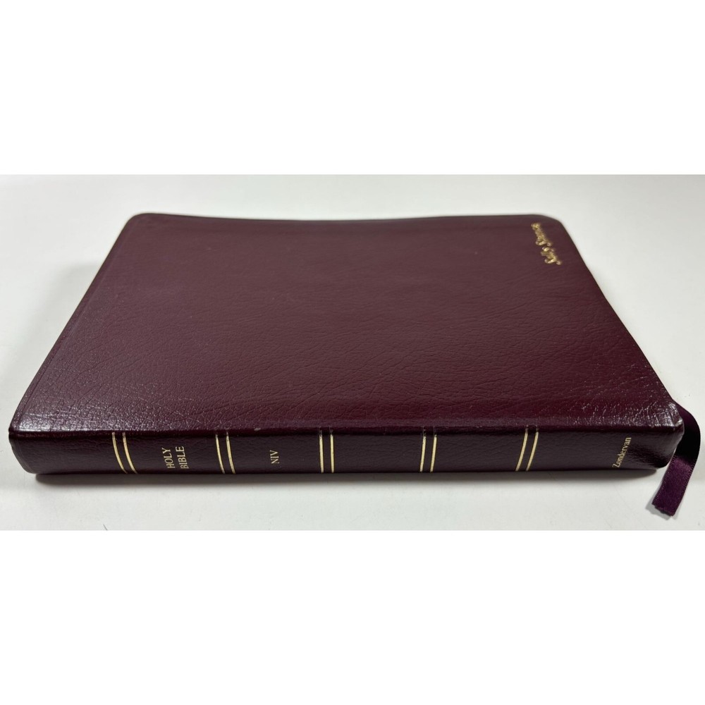 NIV Thinline Bible Burgundy Genuine Leather 1996 Edition with Tabs  