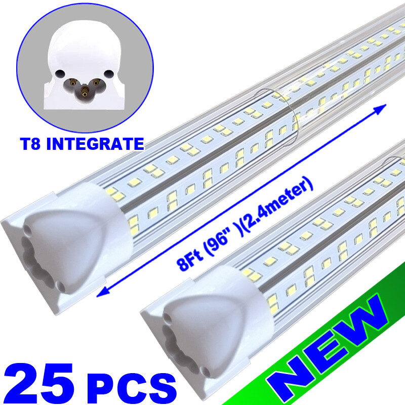 8Ft LED Tube Light Fixture 144W LED Shop Light Bulb 6500K Cool White 18000LM 25P