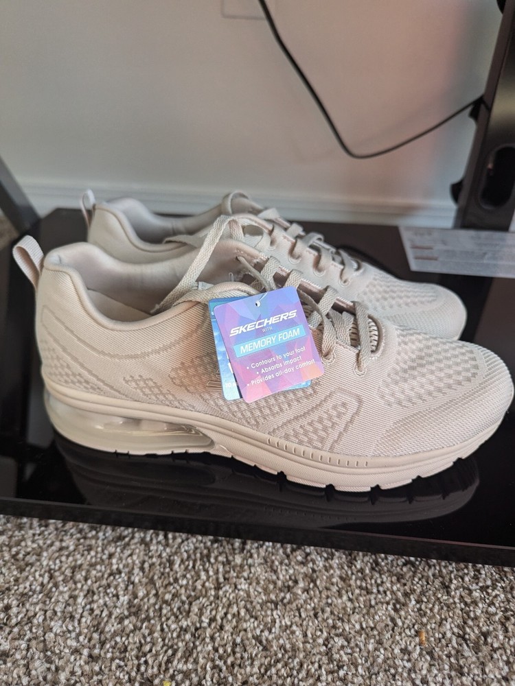 Skechers Womens Memory Foam Lite Weight  Beige Running Shoes Size 11
