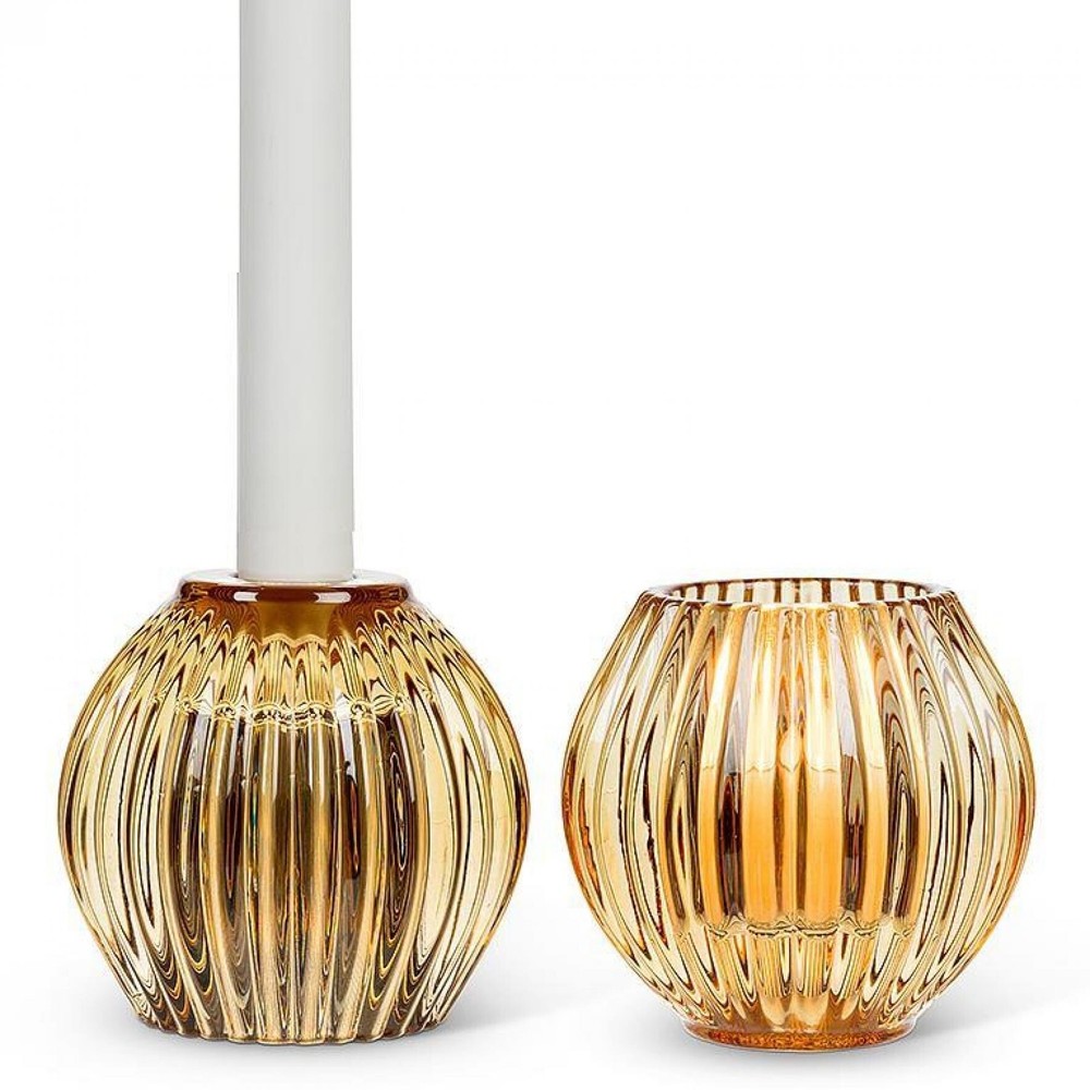 Amber Reversible Ball Taper and Votive Candle Holder  