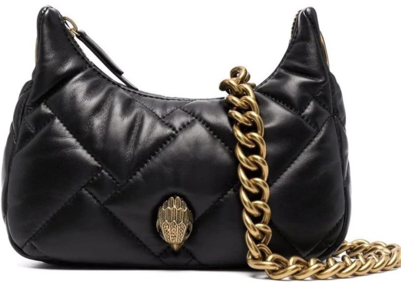 Kurt Geiger Black Quilted Chain Shoulder Bag with Leather