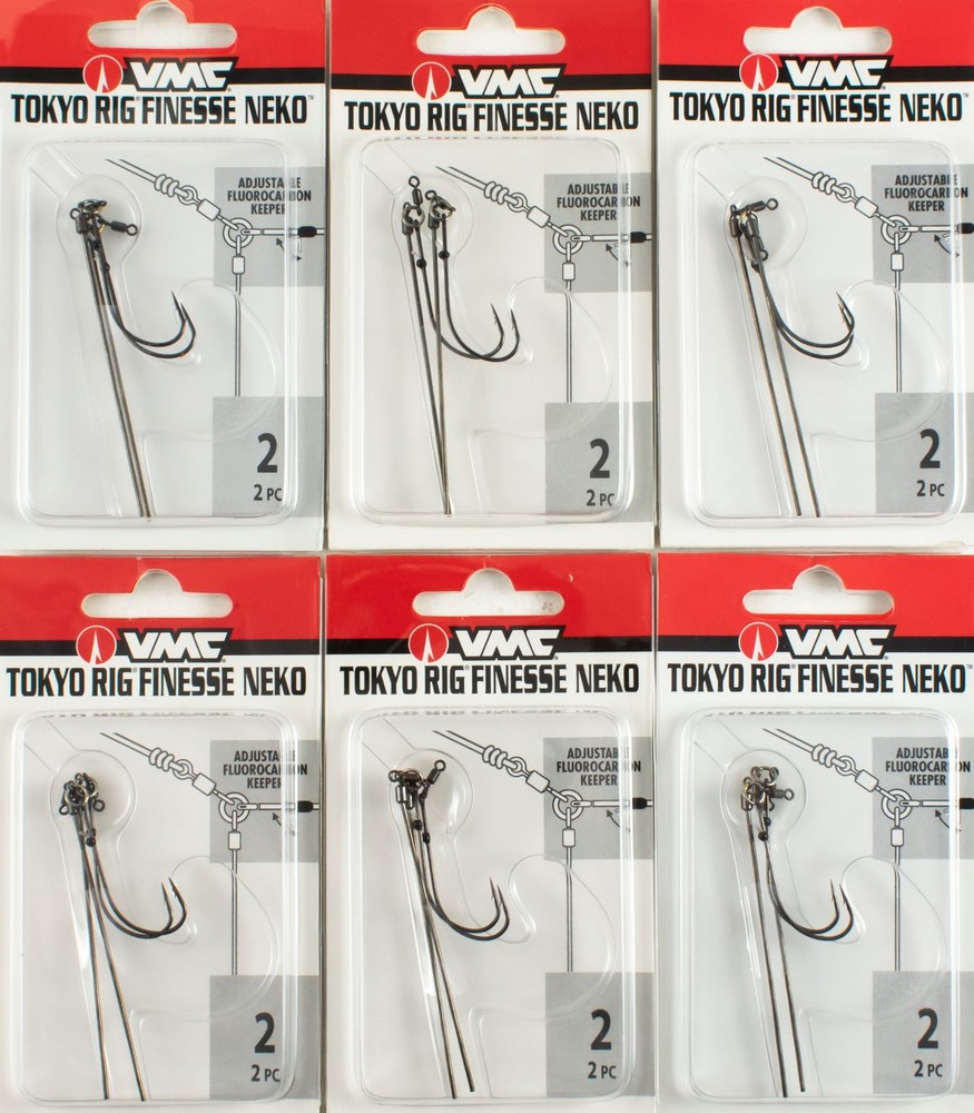(LOT OF 6) VMC TOKYO RIG FINESSE NEKO BLACK NICKEL HOOK #2 TFNK#2BNPP H1332