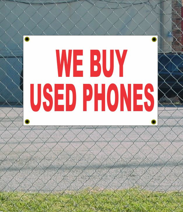 2x3 Feet WE BUY USED PHONES Banner Sign – Red & White Design | Brand New | Discounted Pricing | Free Shipping Included