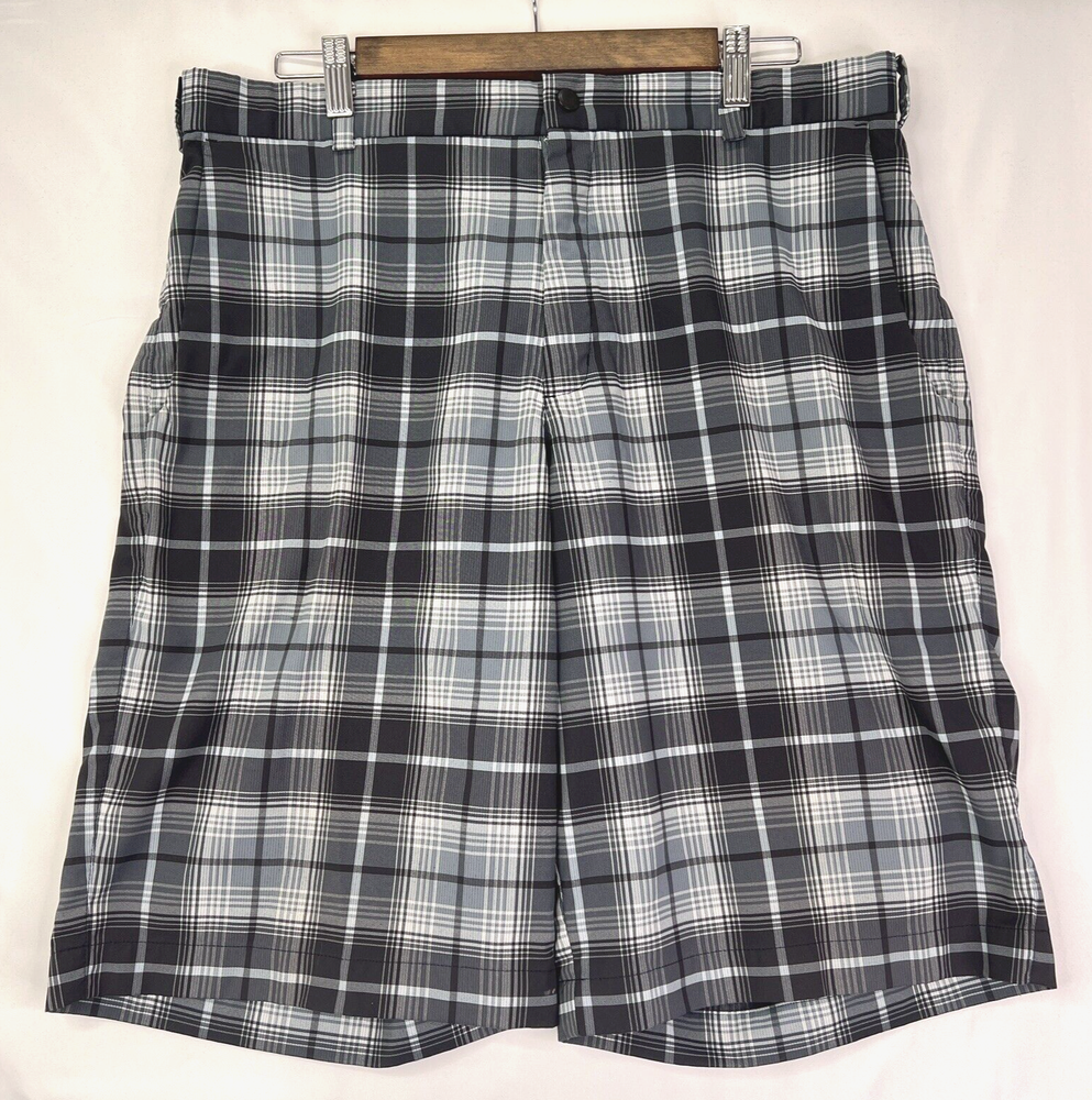 Nike Golf Shorts Mens Size 36 x 11 Black Plaid Tour Performance Dri Fit 509182