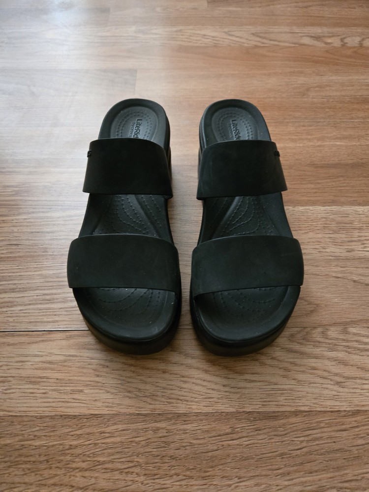 Women's Black Wedge Sandals By CROC Size 7