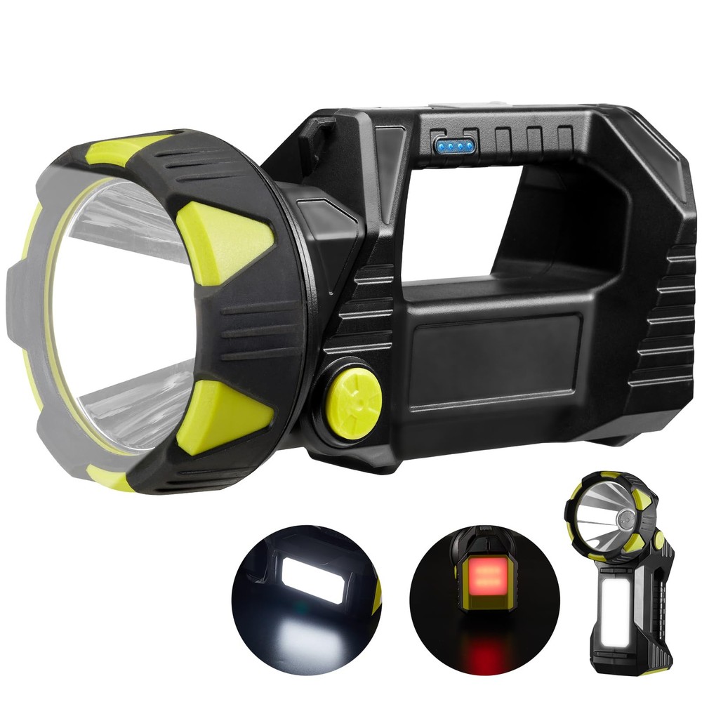 10000LM Rechargeable LED Spotlight with 90° Rotation and 8 Modes