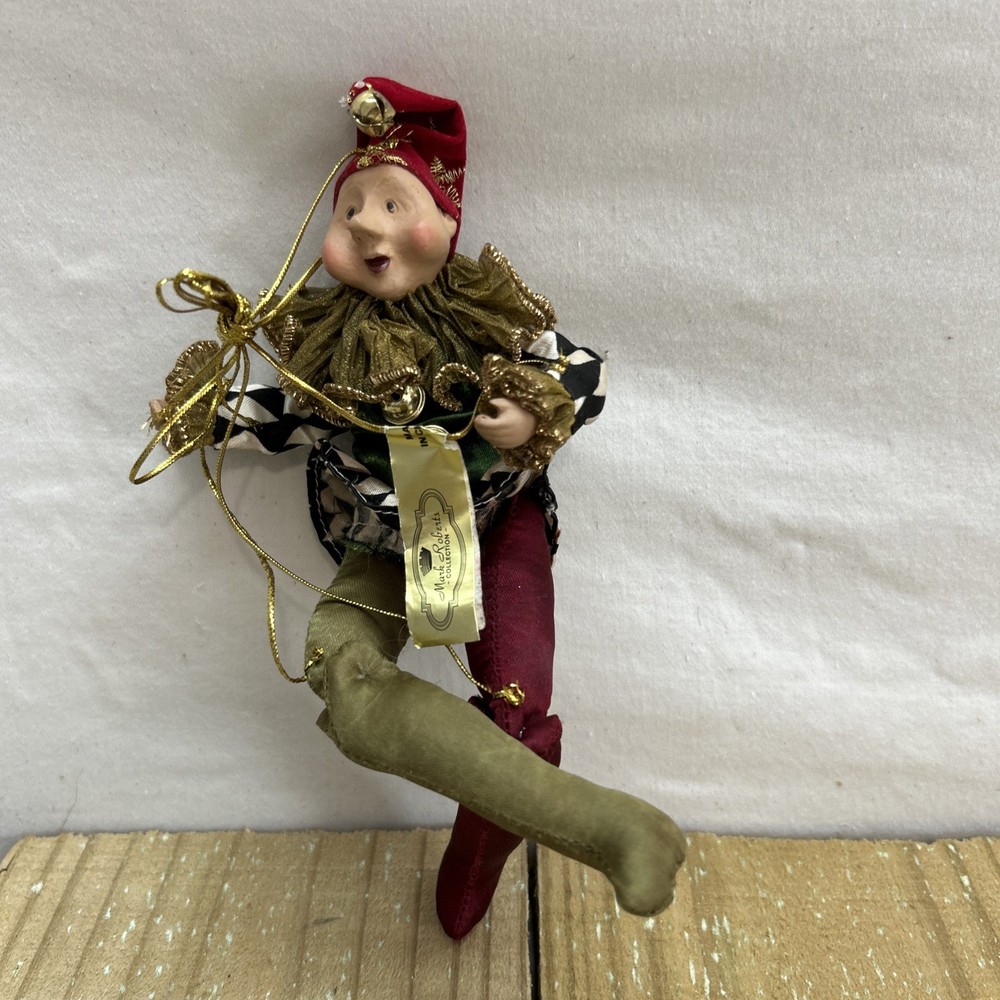 Mark Roberts Harlequin Elf Jester 9-inch Posable Plush Doll Figure