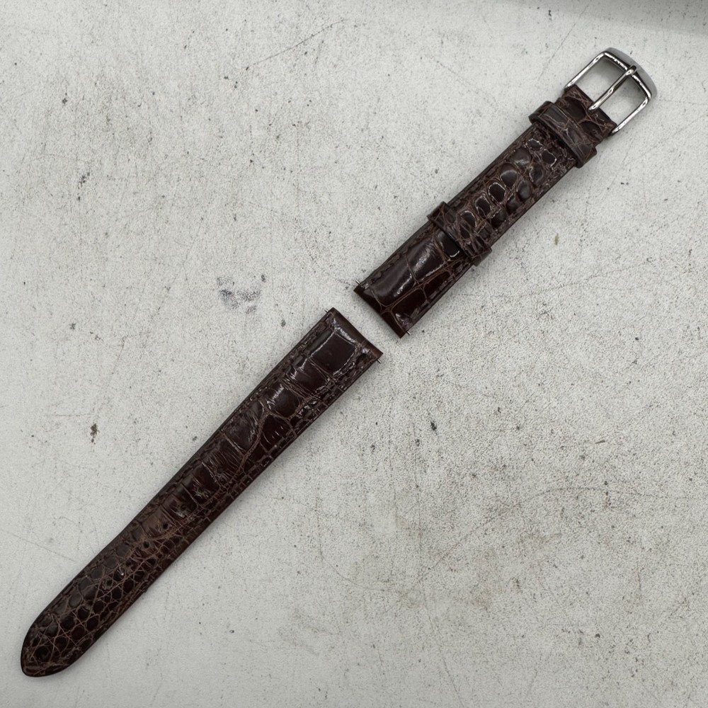 Vintage 16mm Michele Ladies Wristwatch Band Alligator Quick Release USA Brown