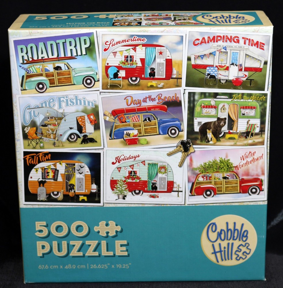 Cobble Hill “Hitting The Road” 500 Piece Puzzle Campers Seasons