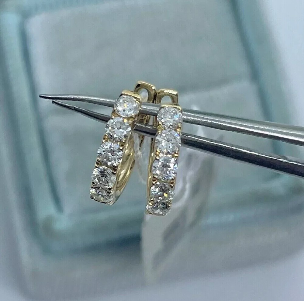 0.65Ct Lab Diamond Huggie Hoop Earrings in 14K Yellow Gold