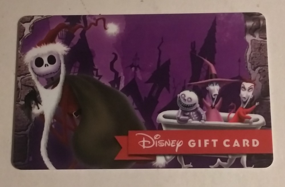Disney Gift Card Used No Money Jack Skellington Lock Shock Barrel-image