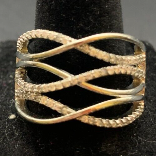 Vintage Antique Gold Tone Rhinestone CZ Ring - Size 10