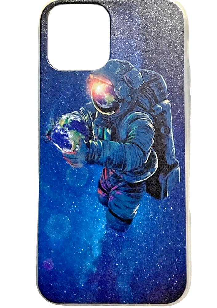 Soft Silicone Case Cover For iPhone 12 - Blue Space Astronaut - Slim Fit