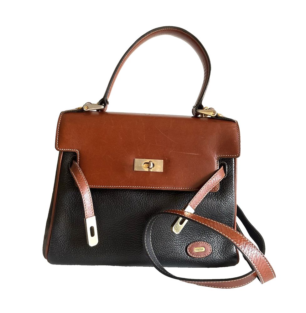 Authentic Bally Hang bag Brown Leather From Japan 0819