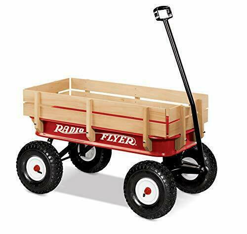 RADIO FLYER WAGON All-Terrain Steel & Wood Wagon  Red Steel Wagon with Wooden