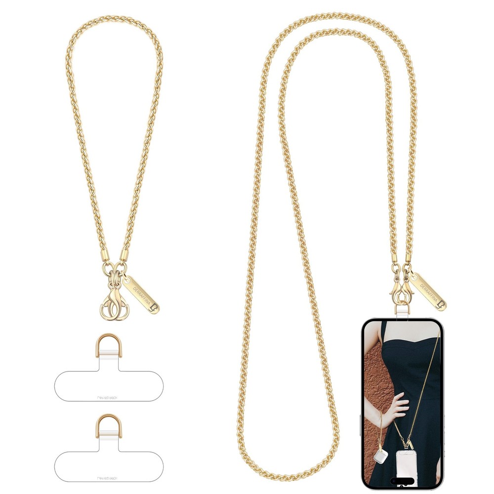 Metal Crossbody Lanyard with Detachable Chain, Wrist Strap & 2 Tether Tabs