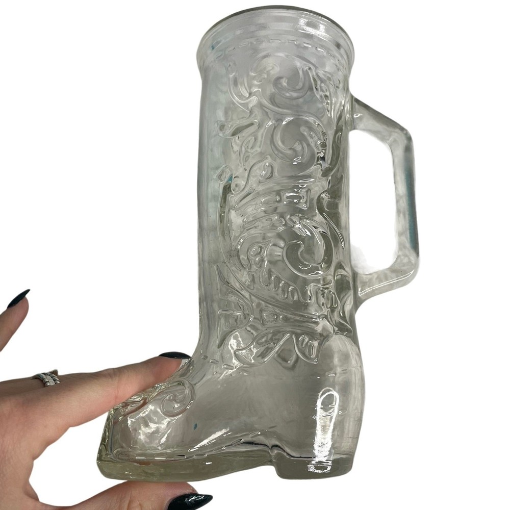 Cowgirl Cowboy Boot Shaped Drinking Glass Clear Novelty Cup