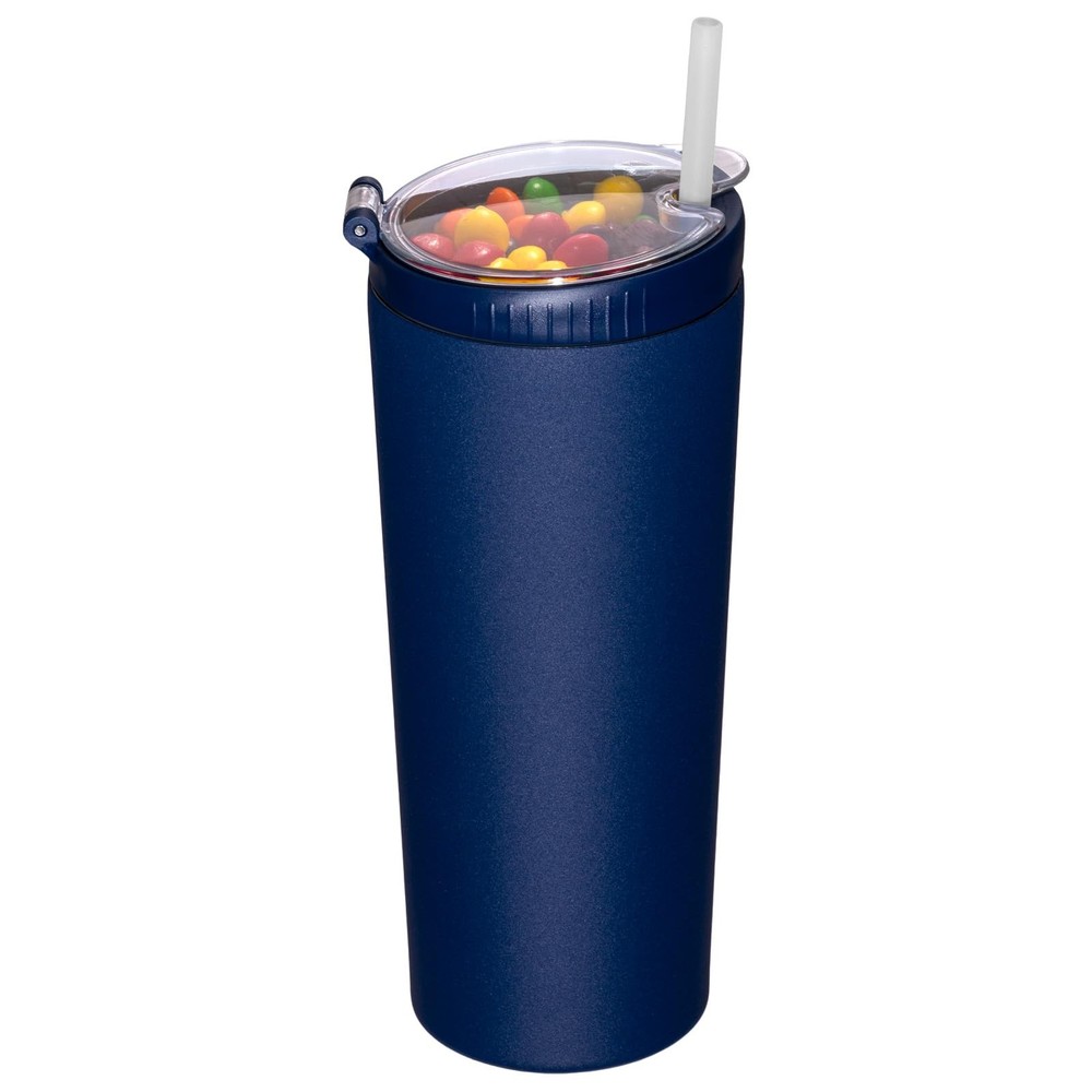 Stainless steel insulated 2-in-1 snack tumbler with lid and straw for travel