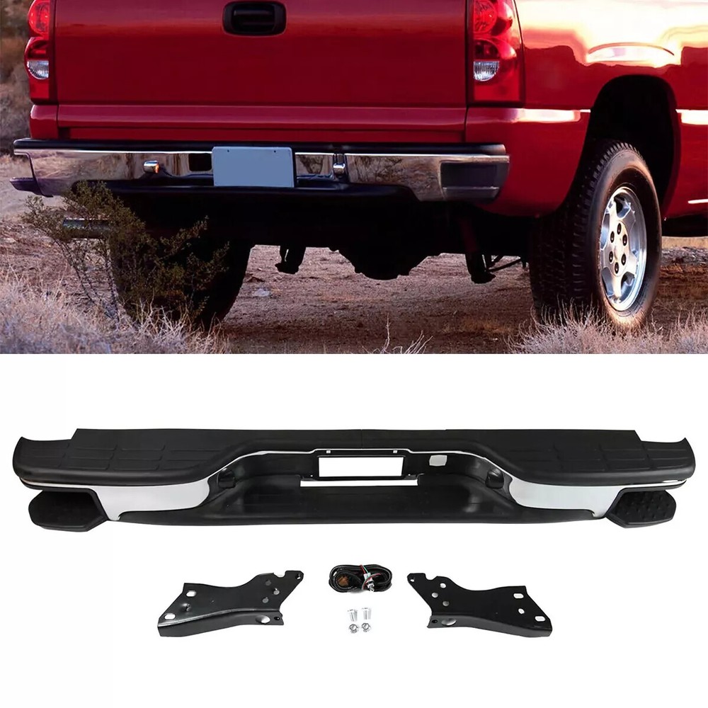 Rear Bumper with Corner Step Pads For 1999-2006 Chevy Silverado GMC Sierra 1500