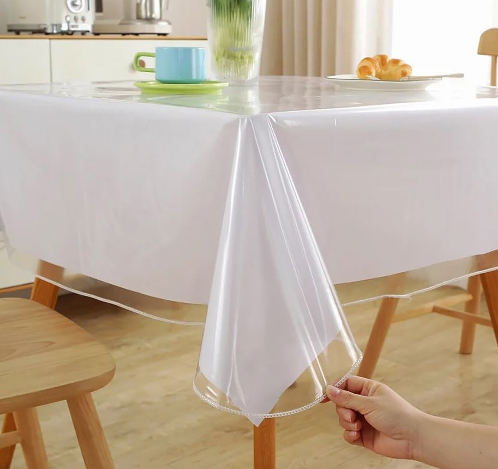 Clear Plastic Vinyl Fabric Table Cover Protector Tablecloth for Dining Table