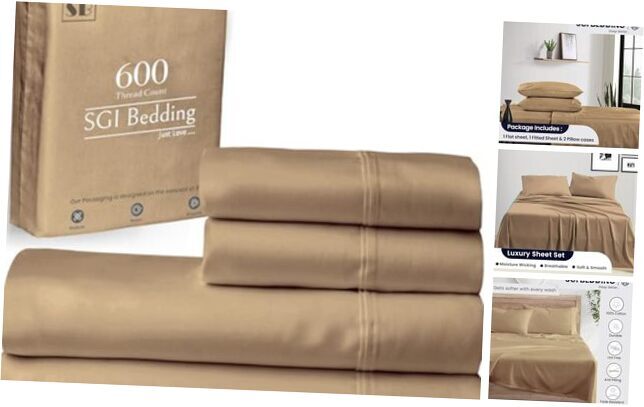 600 Thread Count 4 Piece 100% Egyptian Cotton RV Size Short Queen 04 - Taupe