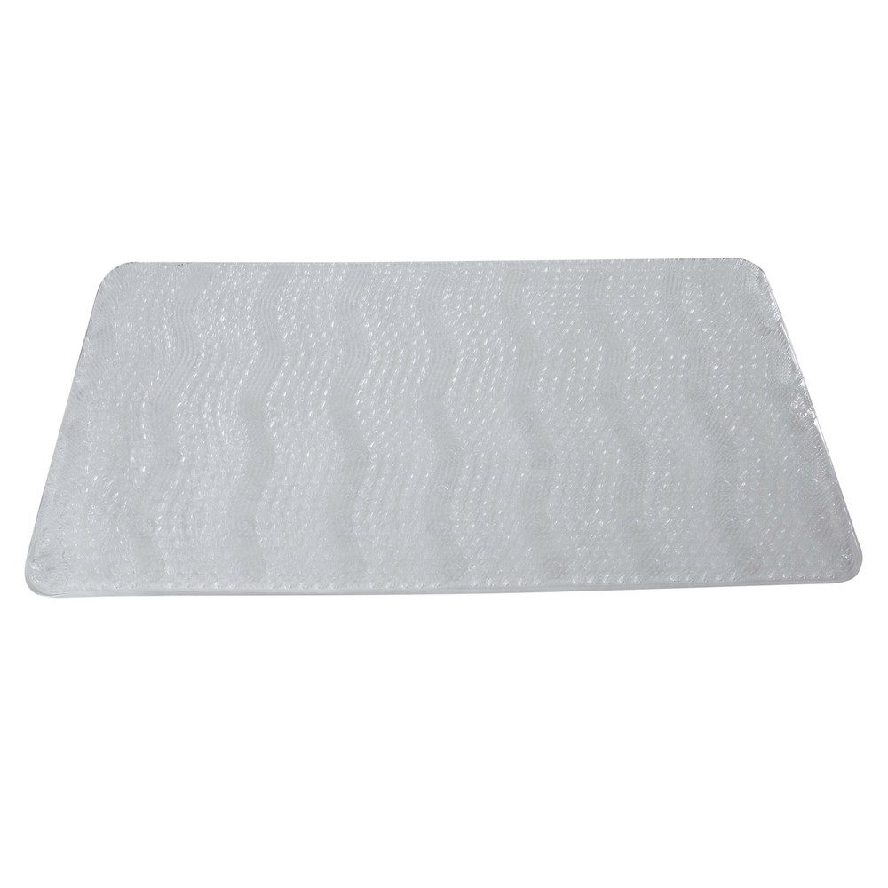 Non-Slip Textured Grass PVC Bath Mat in Clear
