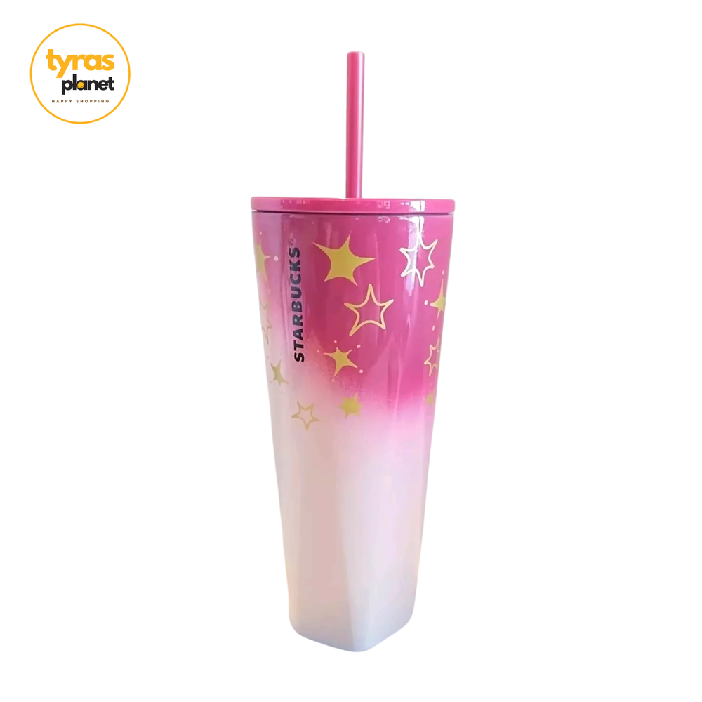 Starbucks Christmas Holiday 2024 Pink & Gold Stars Stainless-Steel Venti Tumbler